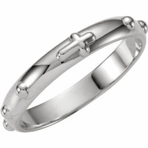NEW 3.2 mm ROSARY RING REAL SOLID .925 STERLING SILVER SIZE 7 - £43.01 GBP