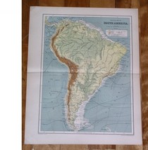 1912 Antique Physique Map Of South America / Brazil Argentina / Andes - £13.44 GBP