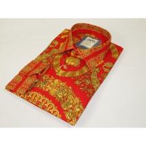 Men's AVM Crystal Shirt Medallion Medusa Cotton Turkey Slim Fit 9628-07 Red image 7