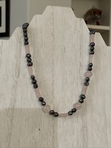 Vintage Rose Quartz  and Shell MOP Beaded Necklace 18” - £6.91 GBP