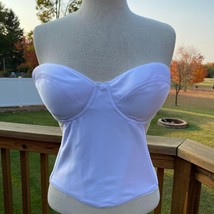 Merry Modes Long Line Wedding Padded Bra 36DD Strapless White Vintage US... - $17.09