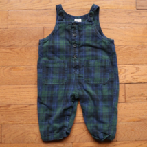 Vintage Classic Baby Gap Plaid Bibs Size 12 Months Green Blue Romper - $19.55