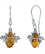 Sterling Silver Baltic Amber Bee Dangle Earrings - €81,50 EUR