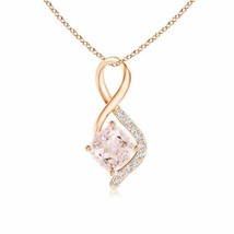 ANGARA Infinity Twist Morganite Pendant with Diamond Accents in 14K Solid Gold - £353.71 GBP