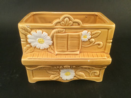 Vintage Yellow Ceramic Floral Piano Planter by Norleans Japan  - £14.38 GBP