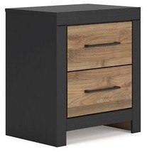 Vertani - Black / Honey Brown - Two Drawer Night Stand - £89.50 GBP