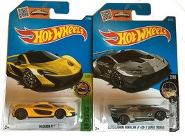 Hot Wheels 2016 McLaren P1 Yellow &amp; Lamborghini Huracan LP 620-2 Super Trofeo 2- - £40.69 GBP