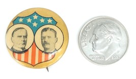Original 1900 Teddy Theodore Roosevelt President William McKinley Pin Button 7/8 - £66.70 GBP