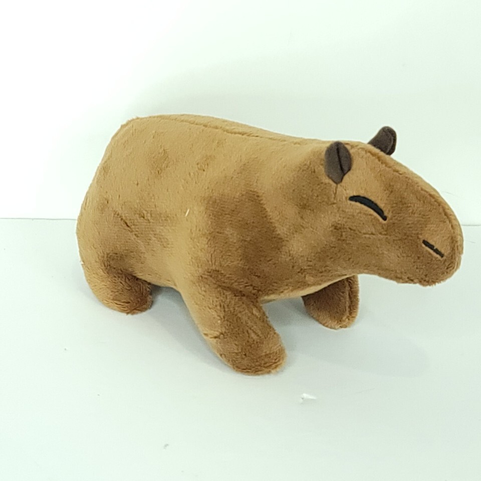 Capybara Plush Realistic Animal Stuffed Toy Stuffed Brown Eyes Closed 9&quot; L - $15.14