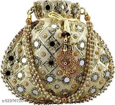 indian Potli bags Handbags Clutch Silk Batwa Bag Bridal set of 6 - $52.99