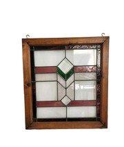 Antique Stained And Leaded Glass Geometric Framed Window Panel 21&quot;x 23&quot; - $5,477.81 MXN