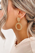 Gold Glittering Circle Dangle Earrings - $6.15