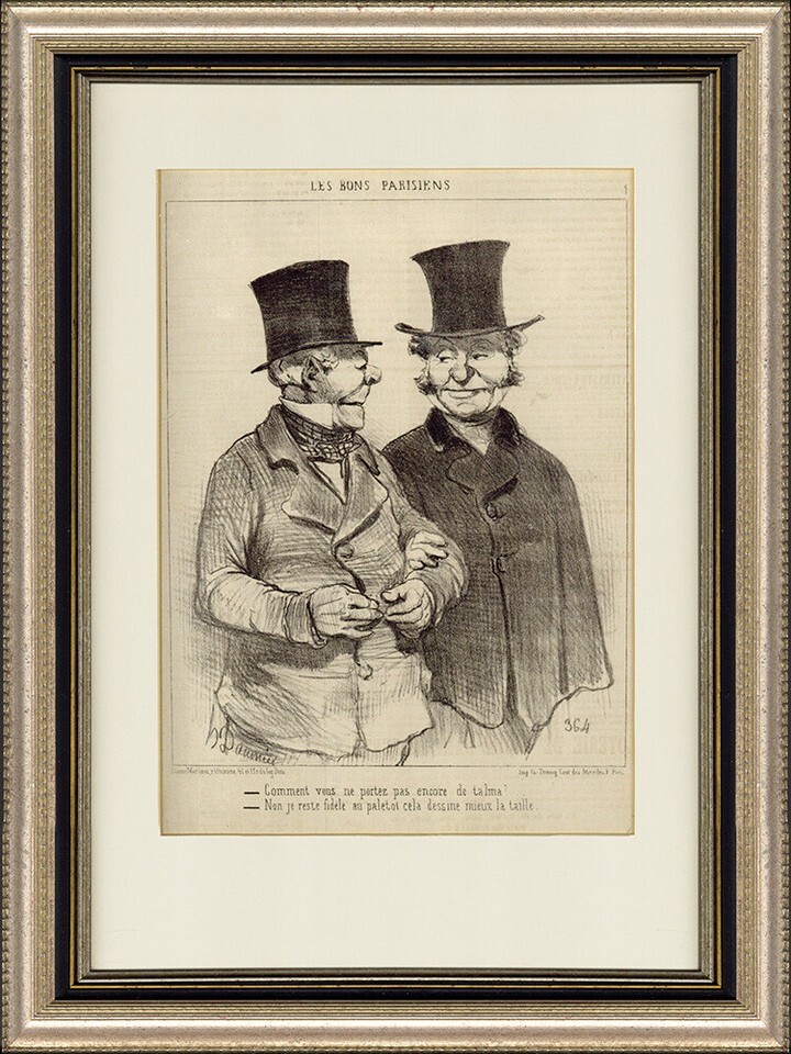 Original 1849 Lithograph from Charivari, Honoré Daumier &quot;Les Bons Parisi... - $248.81