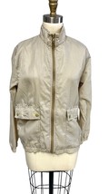 IZOD LACOSTE Gold NYLON GOLF Beige ALLIGATOR WINDBREAKER JACKET vintage ... - $66.51