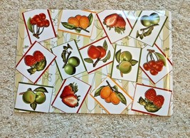 Placemat Set Of 4 Fruit Pattern 12&quot; X 18&quot; Vinyl Berry Cherries New - £14.19 GBP