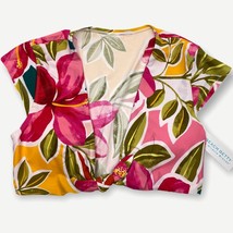 NWT Beach Betty By Miracle Brands Floral Bikini Top Cap Sleeve Tie Front... - $22.71