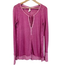 Free People We The Free Women XS Affogato Hacci Henley Top Colonial Rose Linen  - £23.49 GBP