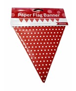 Red with White Polka Dot Paper Flag Pendant Banner 6 x 9 feet - £2.60 GBP