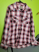 Cowboy Legend Pearl Snap Shirt Western  Red Plaid Large Tall Long Sleeve... - £41.64 GBP