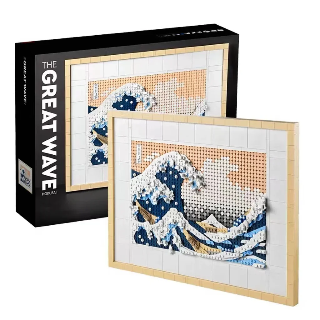 31208 Art Hokusai The Great Wave Building Blocks Bricks 3D Japanese Wall Art - £160.59 GBP+