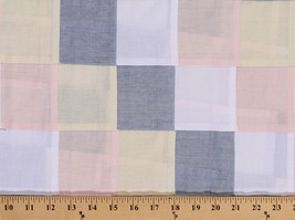 Pastel Patchwork Squares Blue Pink Yellow White Fabric By the Yard D274.30 - £7.82 GBP