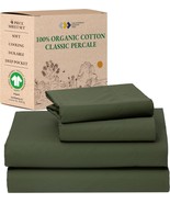 California Design Den Queen Percale Sheet Set - 100% Organic, Olive Green - $105.57 CAD