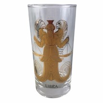 Vtg Libra Zodiac Tumbler Midcentury Gold Highball Tom Collins Glass Retr... - $20.36