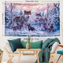 1pc Forest Snow Wolf Tapestry, Polyester Tapestry, Wall Hanging For Living Room - £23.48 GBP