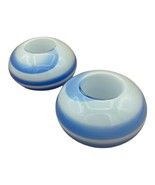 PartyLite Art Glass Blue And White Swirled Candle Holders - €14,69 EUR