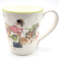 Park Ave Puppy Dog Breeds Winter Holiday Mug Pier 1 Imports 4.5&quot;tall Whi... - $27.99