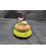 Enameled Rhinestones Kitten Cat Keepsake Pill Box Magnetic Tiered tray D... - $304.60 MXN
