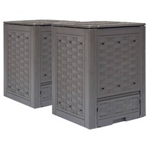 vidaXL Garden Composter Brown Plastic with rattan look - $5,083.88 MXN