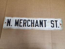 Antique Embossed  Street Sign North Merchant Street - £146.04 GBP