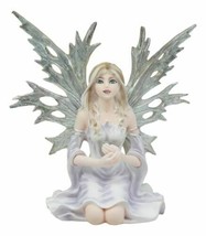 Kneeling Frost Flake Oracle Winter Fairy Holding Crystal Ball Statue 4.5&quot;H - £30.84 GBP