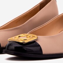 The Selene Beige & Black Leather Wedge Heel Women Shoe image 3