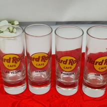 4X Hard Rock Cafe Tall Shot Glasses US Cities Las Vegas Denver Phoenix S... - $19.98