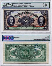 1929 Bank of Nova Scotia $5.00 Five Dollar Note Very Fine - $519.03
