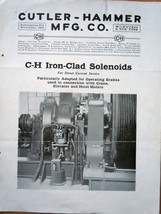  Vintage Cutler-Hammer MFG. Co. Milwaukee &amp; NY Info Sheet 1922 - £3.95 GBP