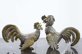 Mid Century Spain 915 Silver Fighter Roosters Table Ornaments - $1,975.05