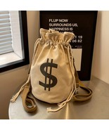 Bank Heist Money Bag Satchel Canvas Drawstring Backpack with Dollar Sign... - $25.00