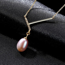 Fashion Minimalist Women S925 Silver Pendant With Niche Freshwater Pearl Necklac - £15.96 GBP