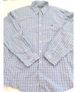 Ralph Lauren Long Sleeve Button Down Shirt Mens 18 36/37 Custom Blue pin... - $323.48 MXN