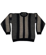 Vintage Bachrach Crewneck Acrylic Knit Sweater Black Tan Textured - Size... - £30.13 GBP