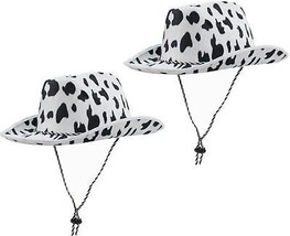2 pack Cow Print Felt Cowboy Hat Black and White for Dress up Party Country Rode - £28.73 GBP