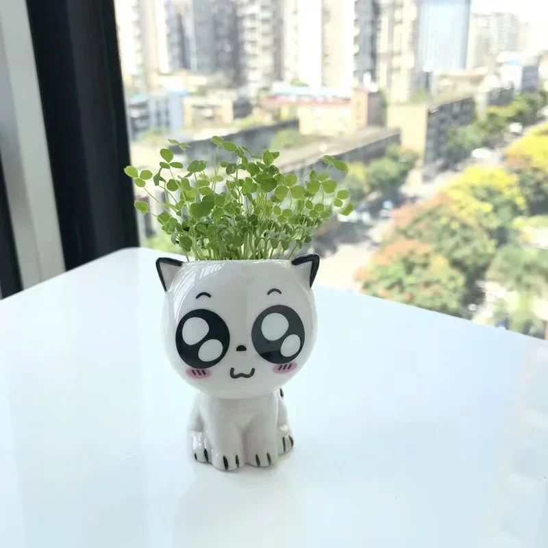 1pc Ceramic Flowerpot Mini Cat Cartoon Cute Plant Desktop Potted Plant P... - $8.30