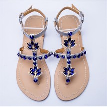 NEW Women`s Summer Beach Diamond Sandals Lady Flat Bohemia Shining Rhinestones S - £31.63 GBP