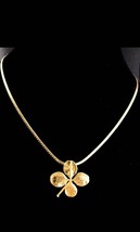 Vintage Irish Necklace / Lucky genuine gold dip green clover / sweetheart shamro - £99.91 GBP