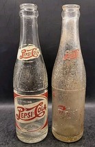 2 Newville & Saxton PA Dug Double Dot 12oz Pepsi Cola Soda Bottles - $19.79