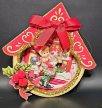 Vintage 3-D Paper Ornament Chenille Christmas Elf Assemblage Japan - £23.93 GBP