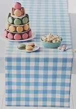 1 Fabric Outdoor Table Runner (14&quot;x72&quot;) SPRING PLAID LIGHT BLUE &amp; WHITE,... - $19.79